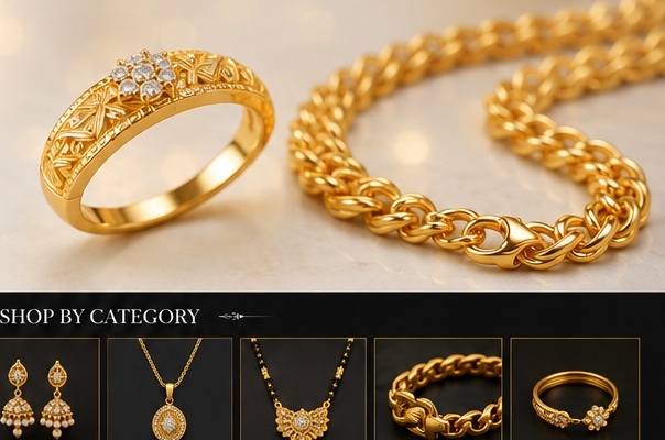 Gold ring and chain jewellery